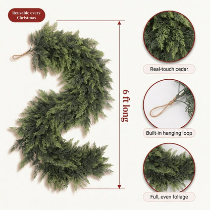 6ft Artificial cedar garland
