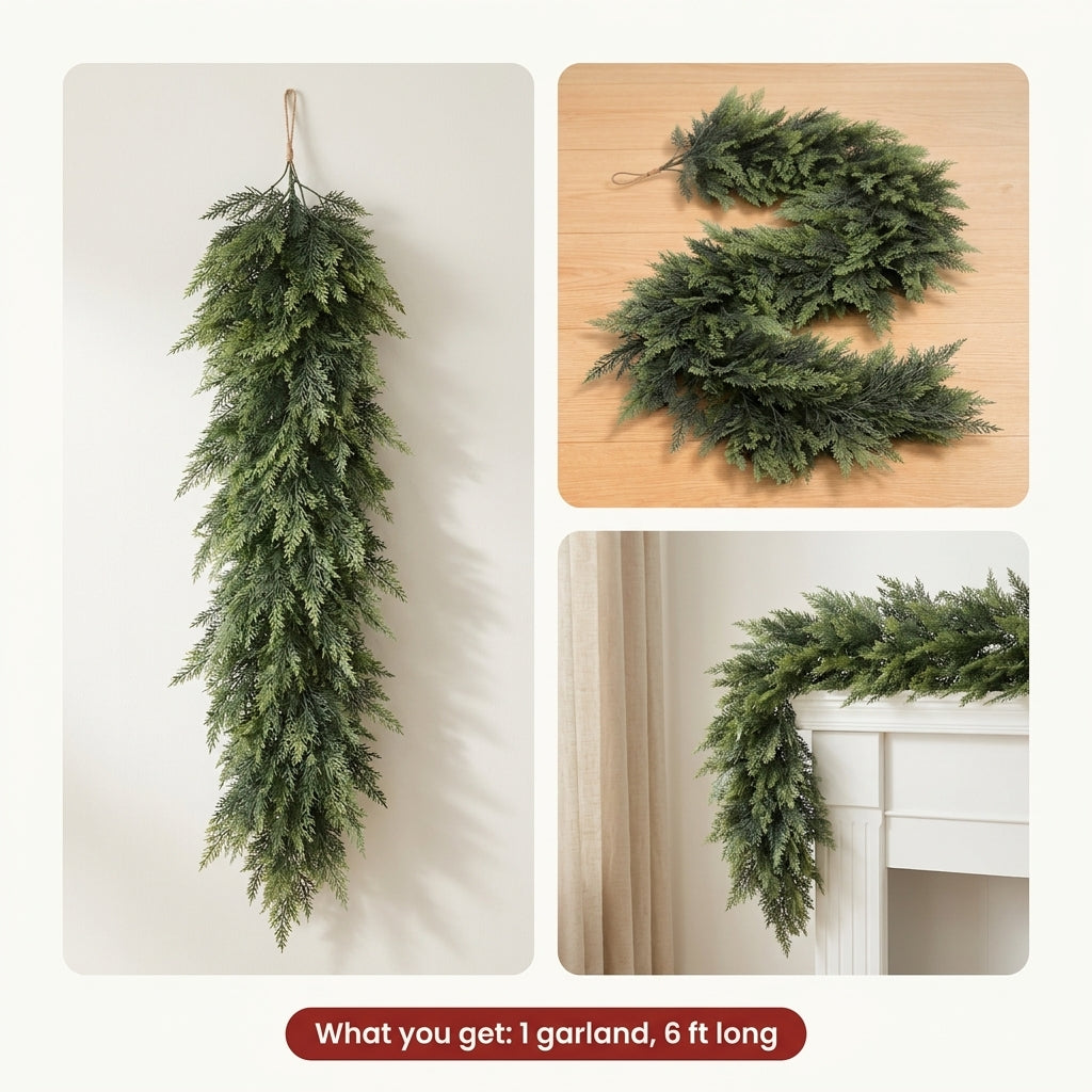 6ft Artificial cedar garland